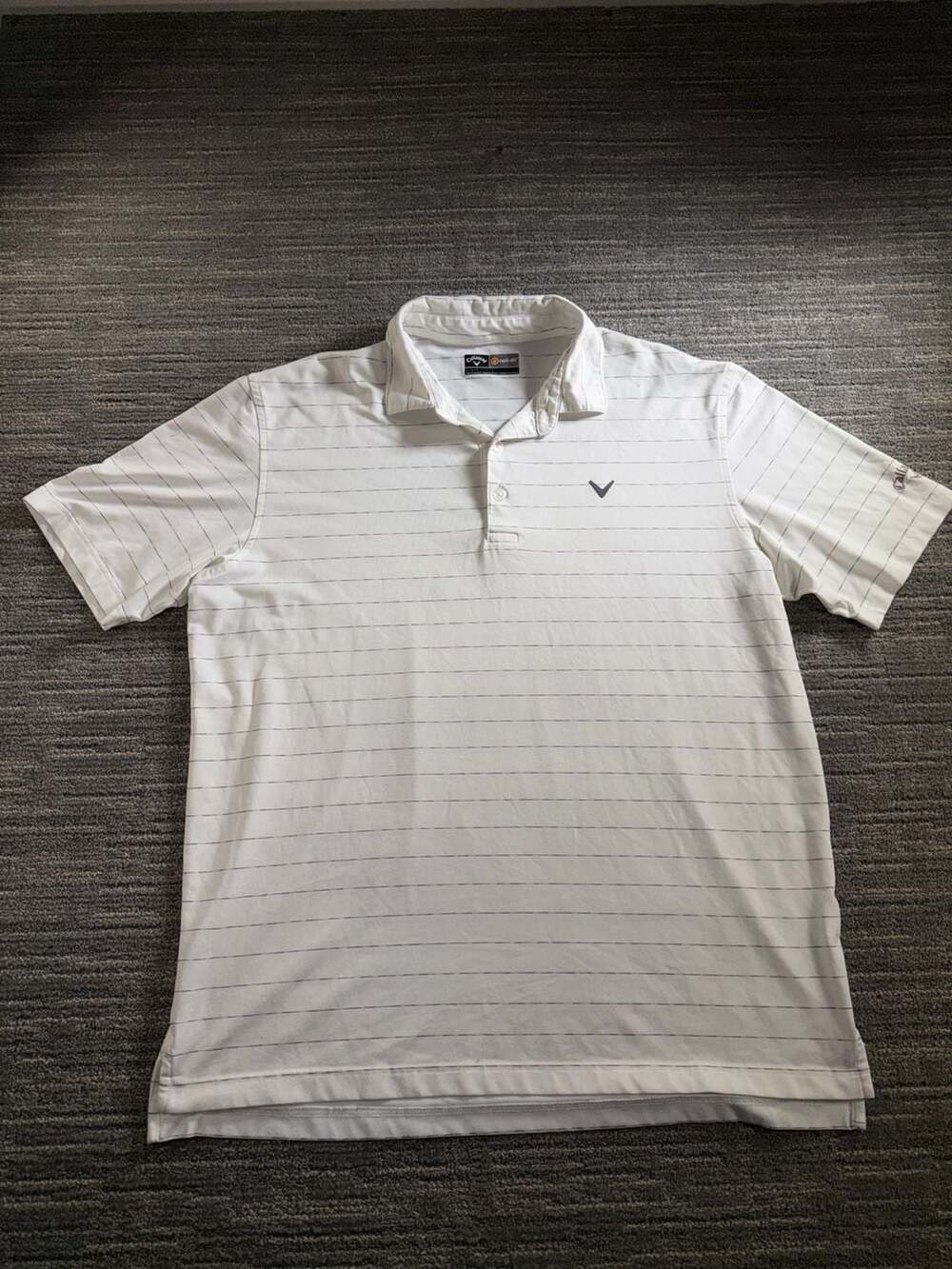 Callaway Opti-Dri Striped Golf Polo Shirt White Size Large